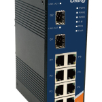 Oring IES-3082GP Industrial 10-port managed Ethernet switch with 8×10/100Base-T(X) and 2×100/1000Base-X SFP