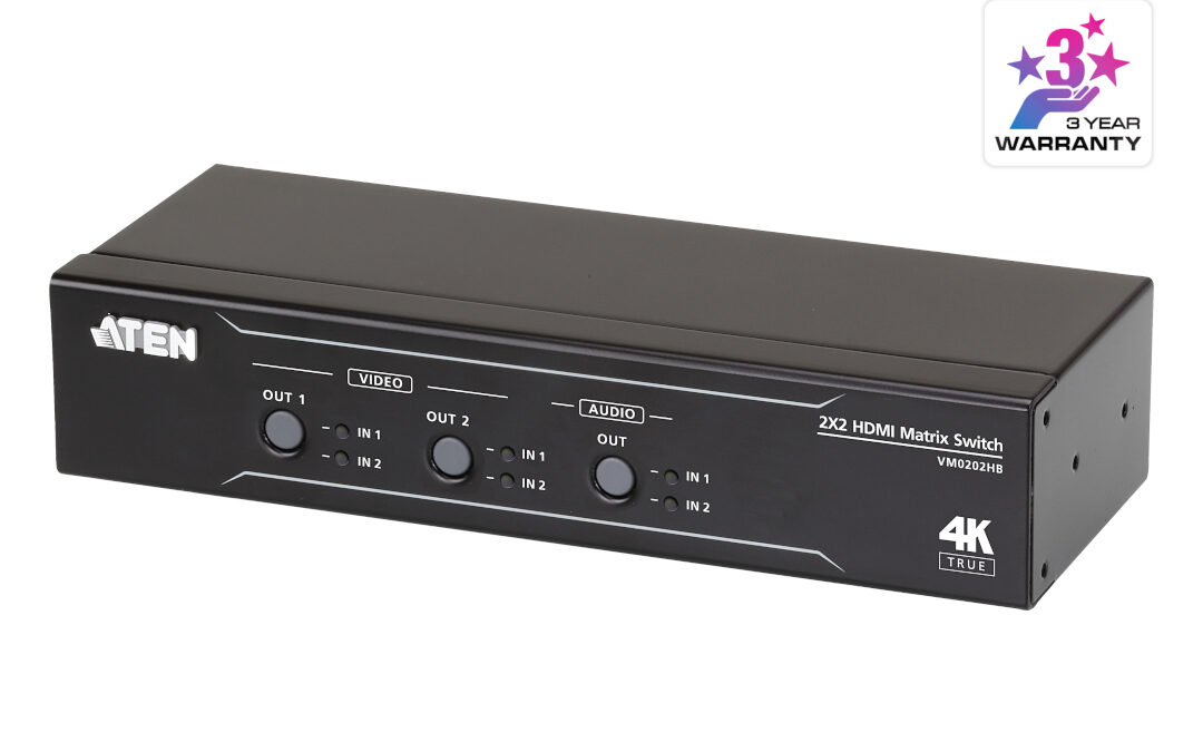 ATEN VM0202HB 2 x 2 True 4K HDMI Matrix Switch with Audio De-Embedder