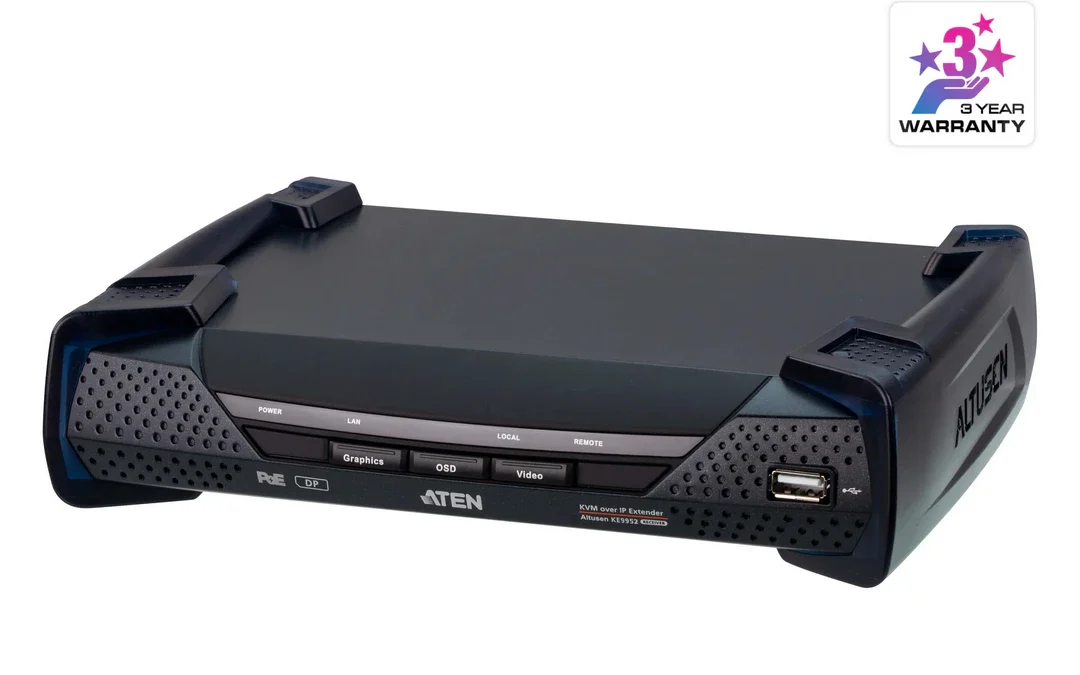 ATEN KE9952R 4K DisplayPort Single Display KVM over IP Receiver with PoE